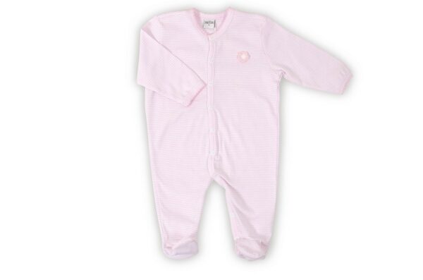 Natdragt til baby med fødder lyserød/hvid str. 74