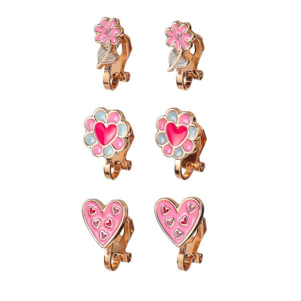 Børne clips øreringe hjerteblomster fra Souza