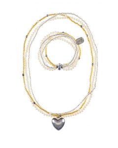 børne halskæde og børne armbånd hjerte og perler fra Souza