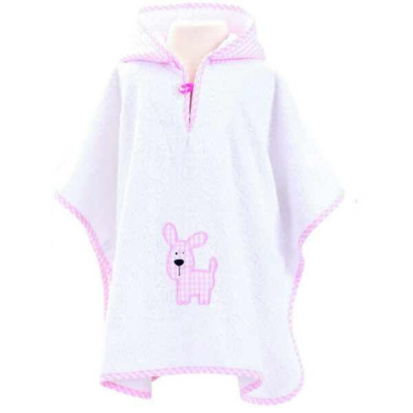 Badeponcho med lyserød hund