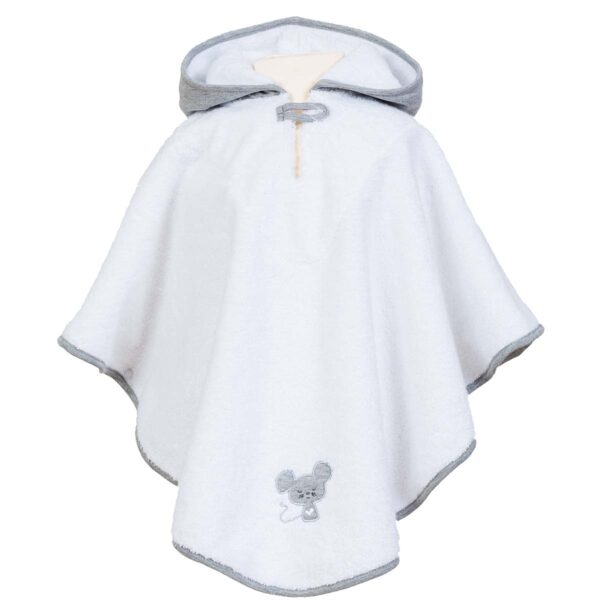 Badeponcho med sød grå mus