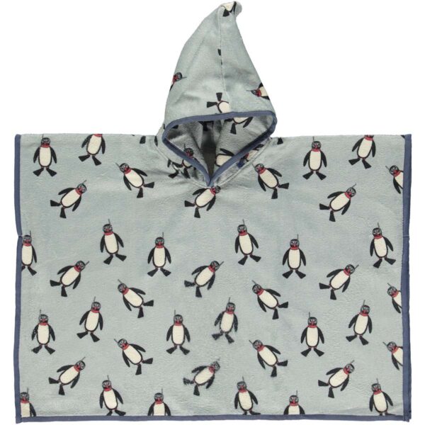 Badeponcho til børn mint med pingviner fra Småfolk