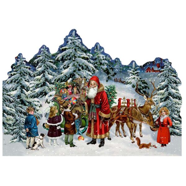 Coppenrath Julekalender Julekort Julemandens ankomst til juleskoven