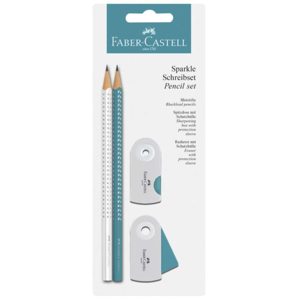Faber-Castell Sparkle blyanter Hvid/Turkis sæt