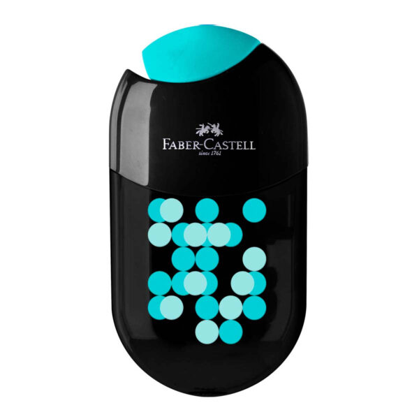 Faber Castell Blyantspidser Two Tone Turkis/Sort med viskelæder