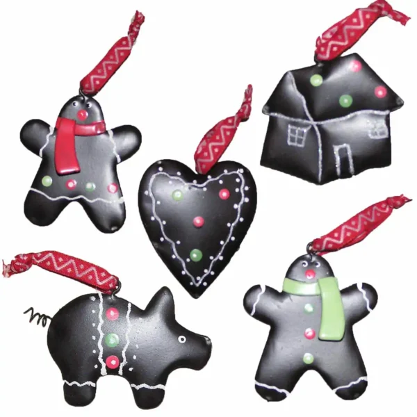 Julepynt honningkage metal ophæng 5 stk.