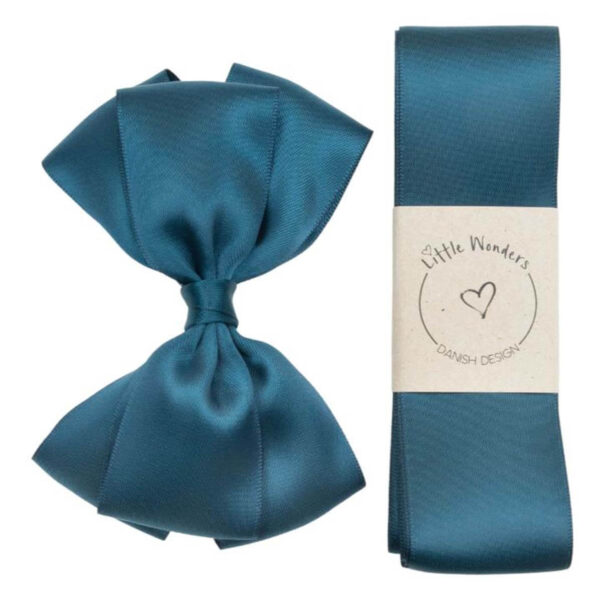 Little Wonders dåbsbånd silke Military Blue med sløjfe