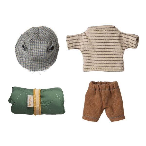 Maileg storebror vandremus med sovepose blå hat