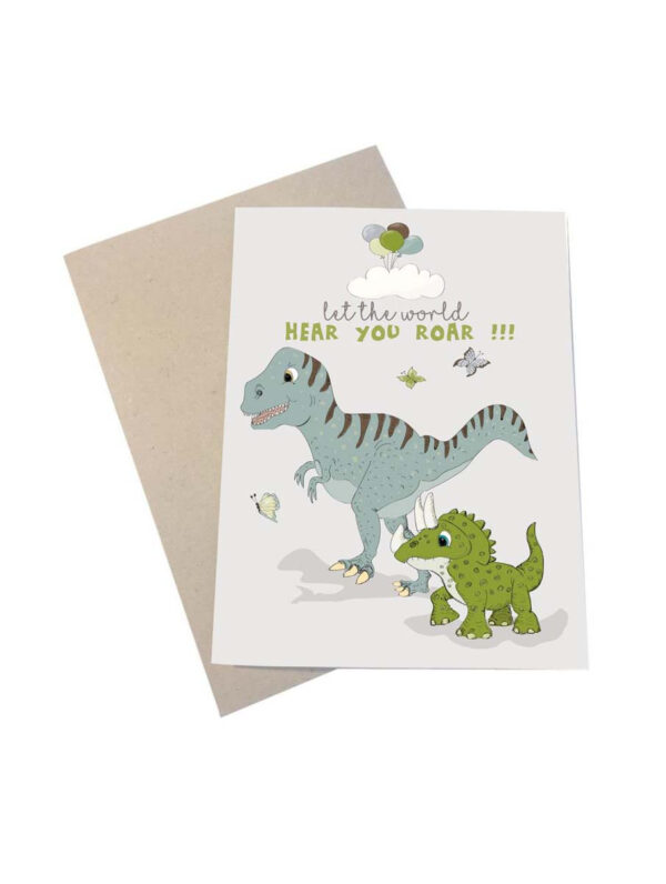 Lykønskningskort Dino fra Mouse & Pen