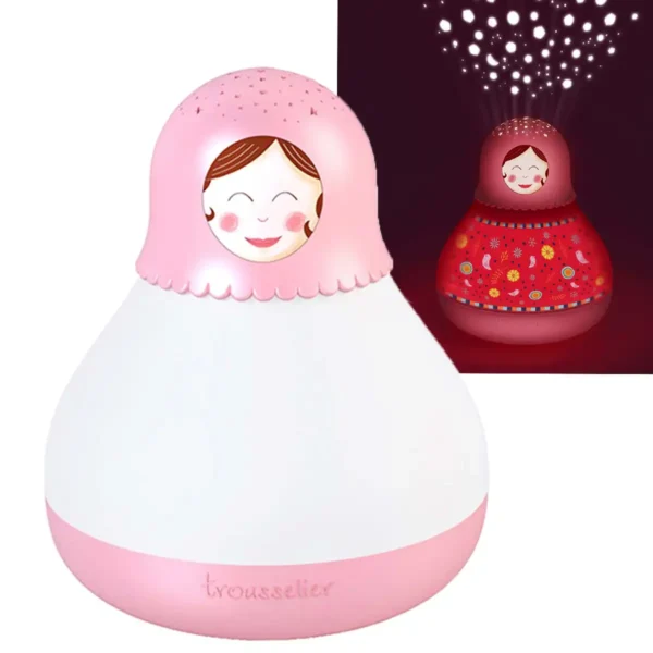 Trousselier Babushka natlampe – projektor stjernelampe med vuggevise
