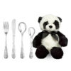 Børnebestik og panda bamse 4 dele fra Nordahl Andersen