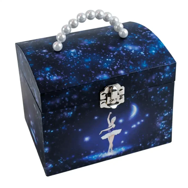 Smykkeskrin med musik til børn dansende ballerina i midnatsblå