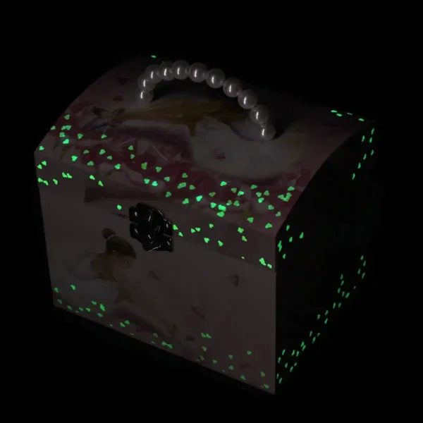 Smykkeskrin med musik til børn i rosa med ballerina og perlehank