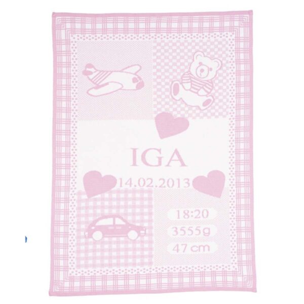 Strikket babytæppe med Flyver lyserød