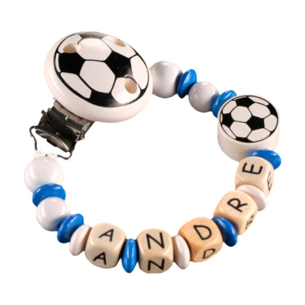 Suttekæde med Navn Perler Fodbold Blå