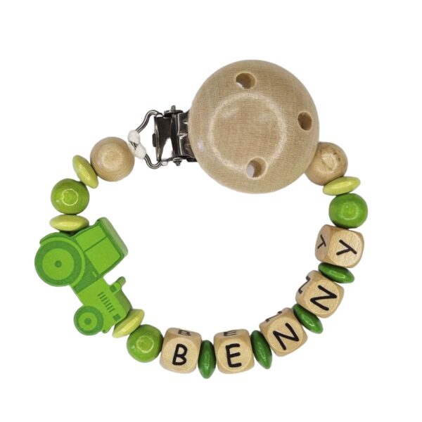 Suttekæde med Navn Perler Grøn Traktor