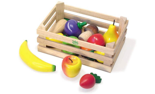 Frugt og grøntsager i trækasse fra Vilac