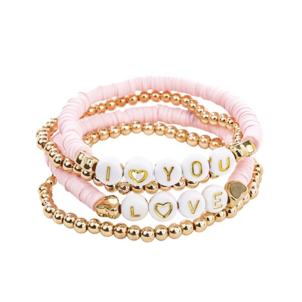 Børnearmbånd med LOVE YOU OG LOVE tekst 4 stk. armbånd fra Great Pretenders