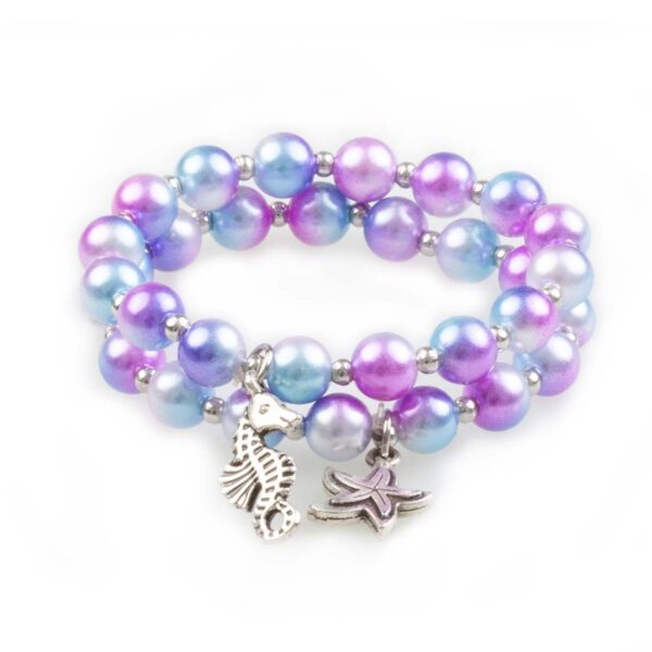 Børnearmbånd med Havfrue Farvede Perler og Vedhæng 2 stk. armbånd fra Great Pretenders