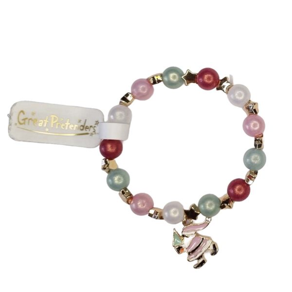 Børnearmbånd med pastel perler og Julemand