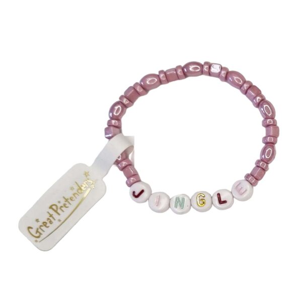 Børnearmbånd med lyserøde perler og JINGLE