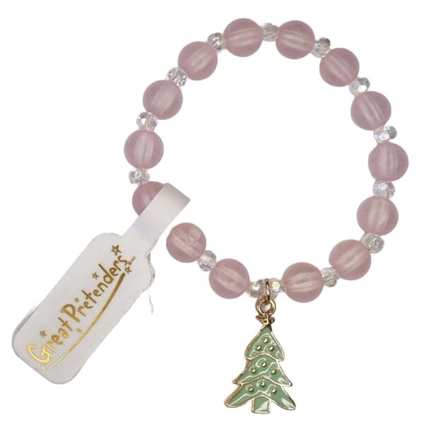 Børnearmbånd med rosa perler og Juletræ