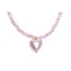 Great Pretenders børnehalskæde med perlemors hjerte i sart rosa