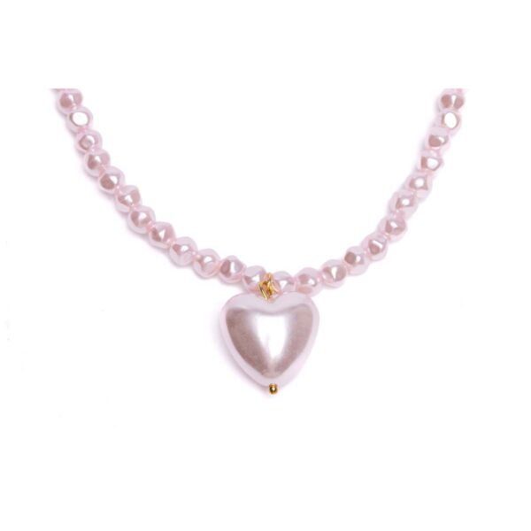 Great Pretenders børnehalskæde med perlemors hjerte i sart rosa