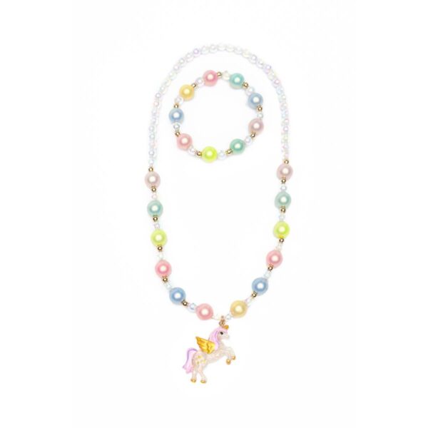 Great Pretenders børnehalskæde og armbånd pastelfarvet
