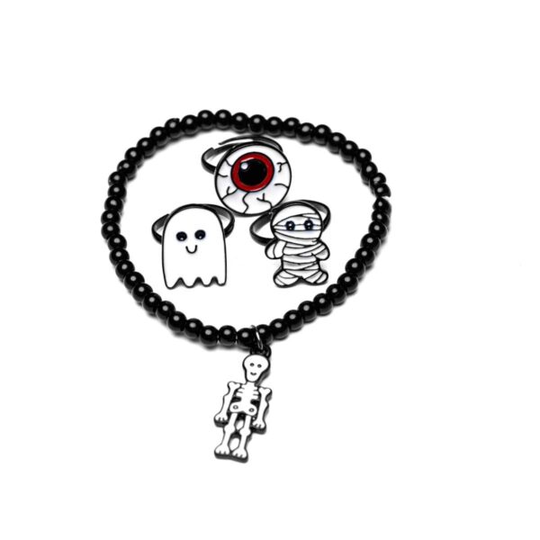 Børnearmbånd og børneringe med selvlysende halloween fra Great Pretenders