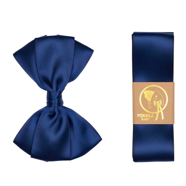 Dåbsbånd med sløjfe silke Ink Blue