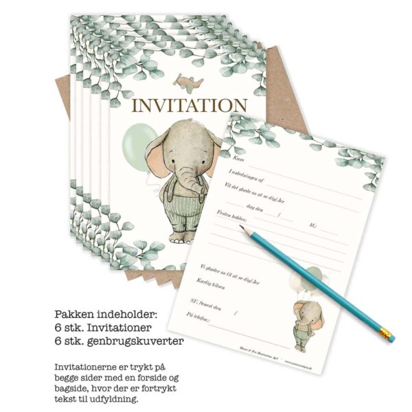 Indbydelser & Invitationer Elefant Dreng fra Mouse & Pen