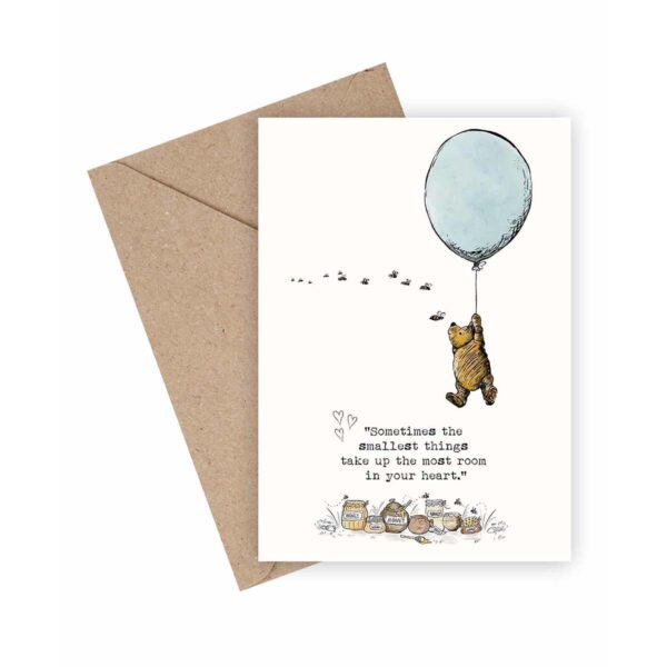 Lykønskningskort Peter Plys og Ballon fra Mouse & Pen