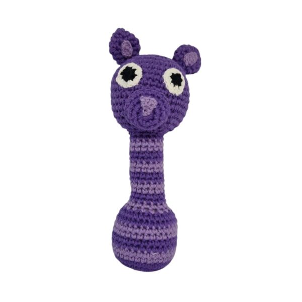 Hånd hæklet rangle lilla kænguru fra Smallstuff