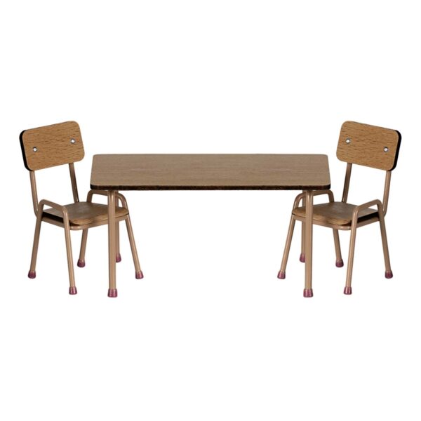 Maileg spisebord med 2 stole mørk pudder