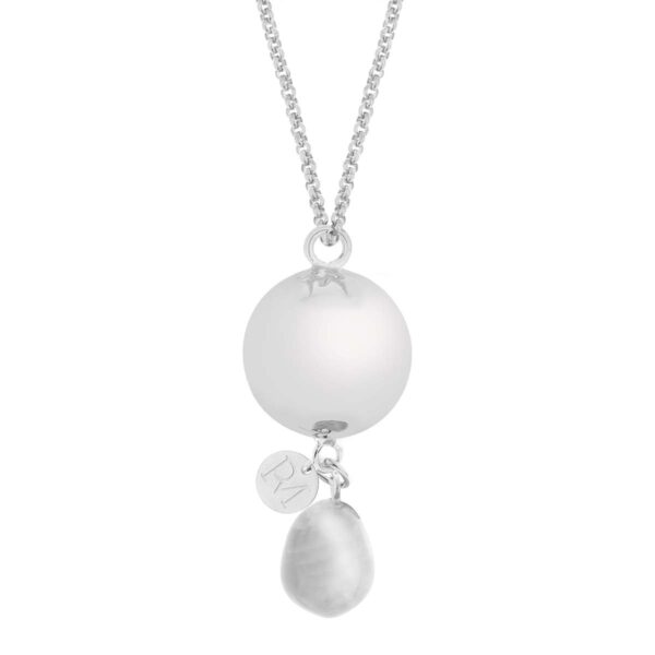 Bola Graviditetssmykke i Sølv med Grå Agat