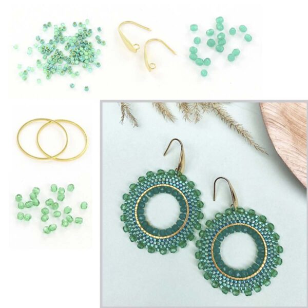 Miyuki perle øreringe sæt aqua grøn med Delica smykkeperler