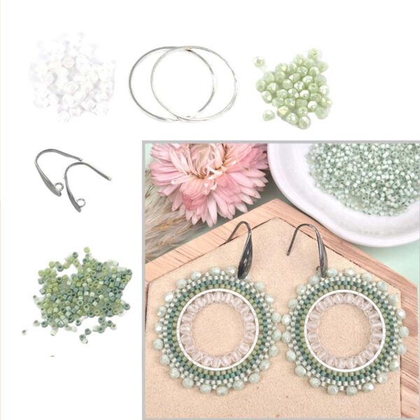 Miyuki perle øreringe sæt mint grøn med Delica smykkeperler