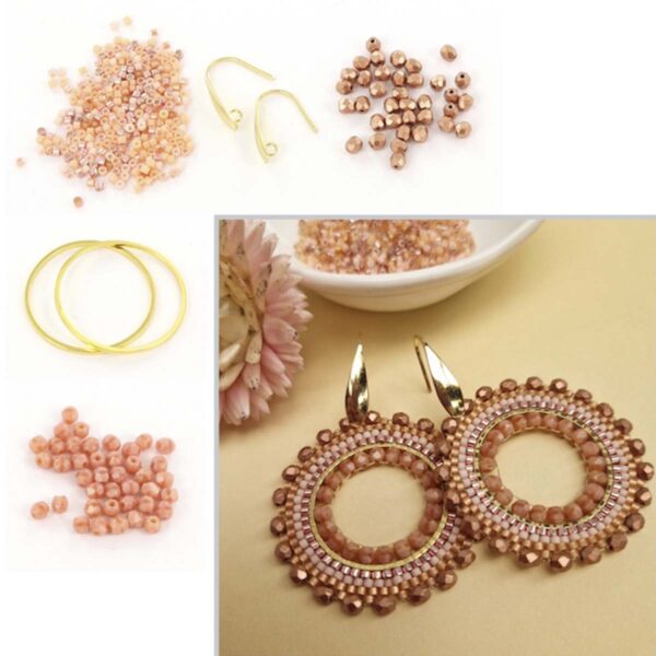 Miyuki perle øreringe sæt rosa guld med Delica smykkeperler