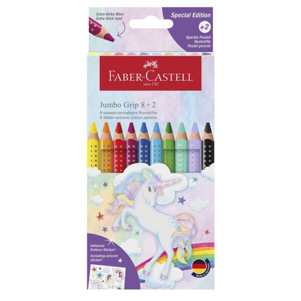 Faber-Castell Grip Jumbo akvarel farveblyanter 8+2 stk.