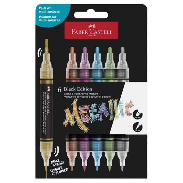 Faber-Castell Black Edition Shake & Paint akryltuscher metallic 6 stk
