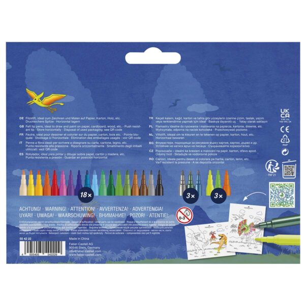 Faber-Castell tusser til børn dinosaur 18+6 stk.