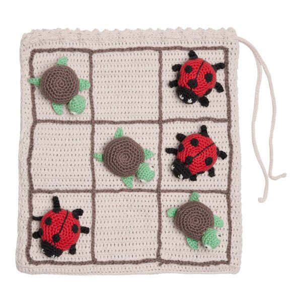 Hækleopskrift Kryds og Bolle og Vendespil med dyr - Klassisk spil til sjov leg