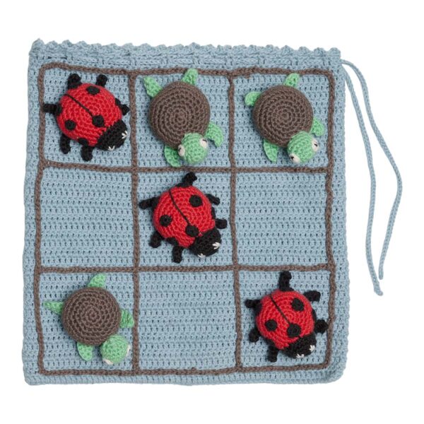 Hækleopskrift Kryds og Bolle og Vendespil med dyr - Klassisk spil til sjov leg