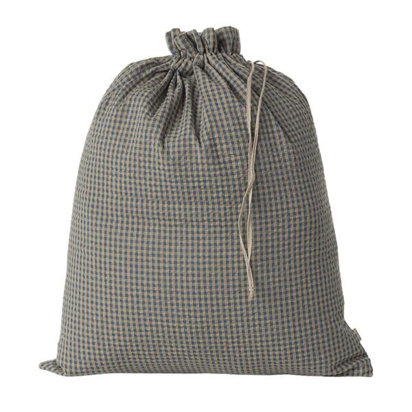 Maileg julesæk med navn sand/blå småtern