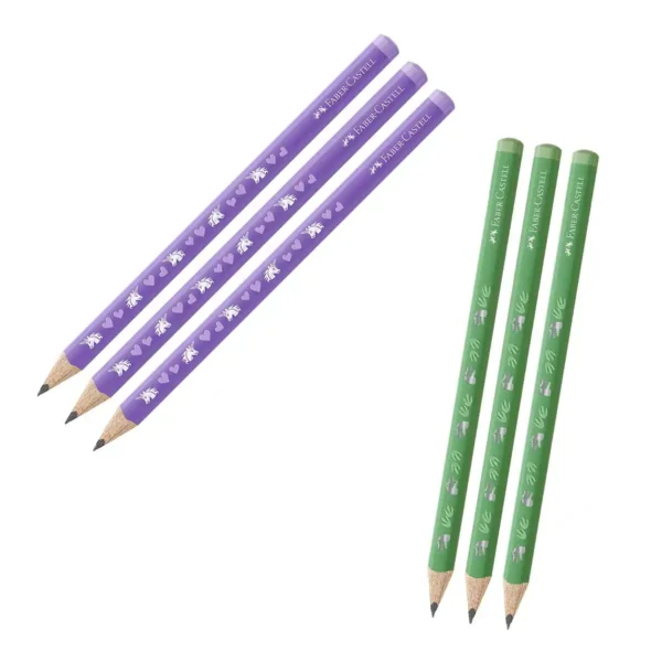 Faber-Castell 3 stk. jumbo blyanter Dino/Enhjørning i grøn eller lilla