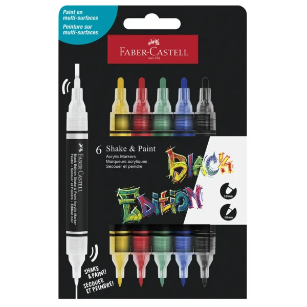 Faber-Castell Black Edition Shake & Paint akryltuscher 6 stk.