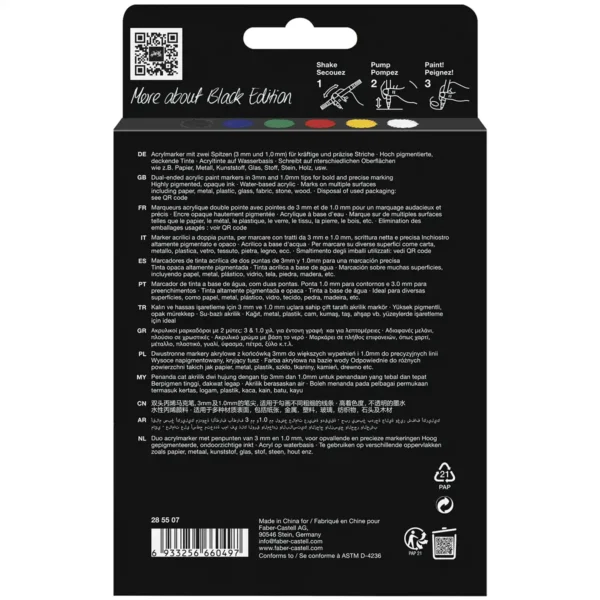 Faber-Castell Black Edition Shake & Paint akryltuscher 6 stk.