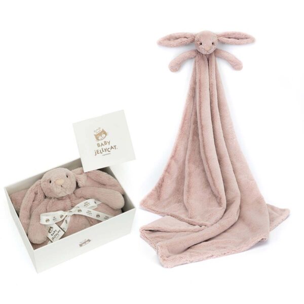 Jellycat Bashful Luxe Kanin babytæppe rose med navn