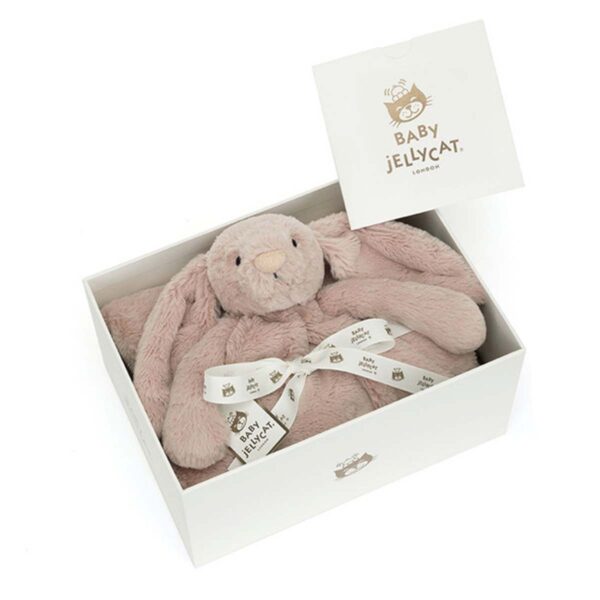 Jellycat Bashful Luxe Kanin babytæppe rose med navn
